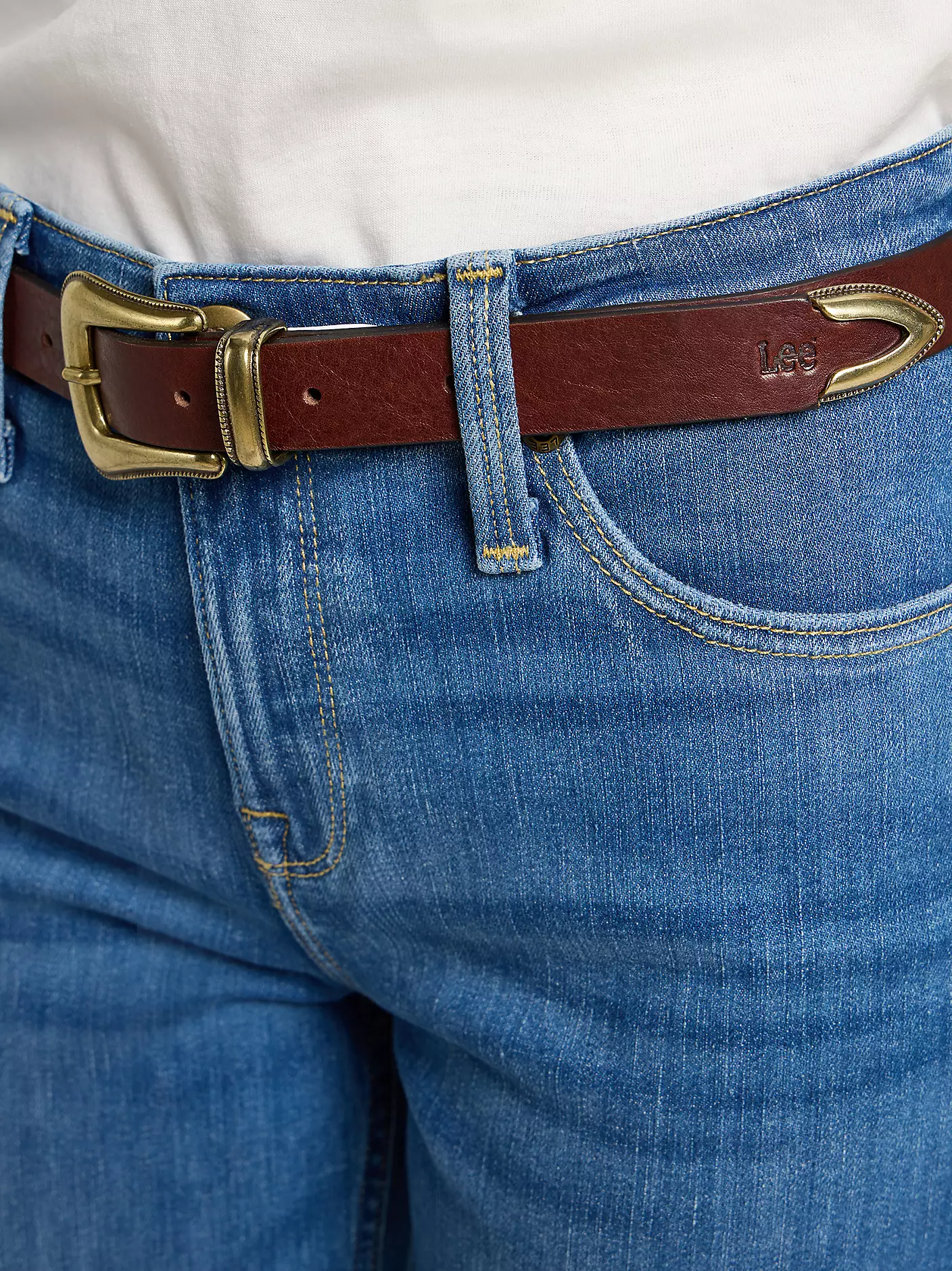 DAMSKI PASEK LEE BUCKLE BELT DARK BROWN 112358307