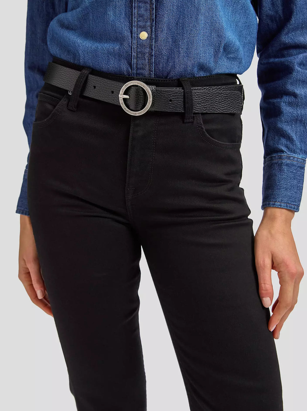 DAMSKI PASEK LEE ROUND BUCKLE BELT BLACK 112372685