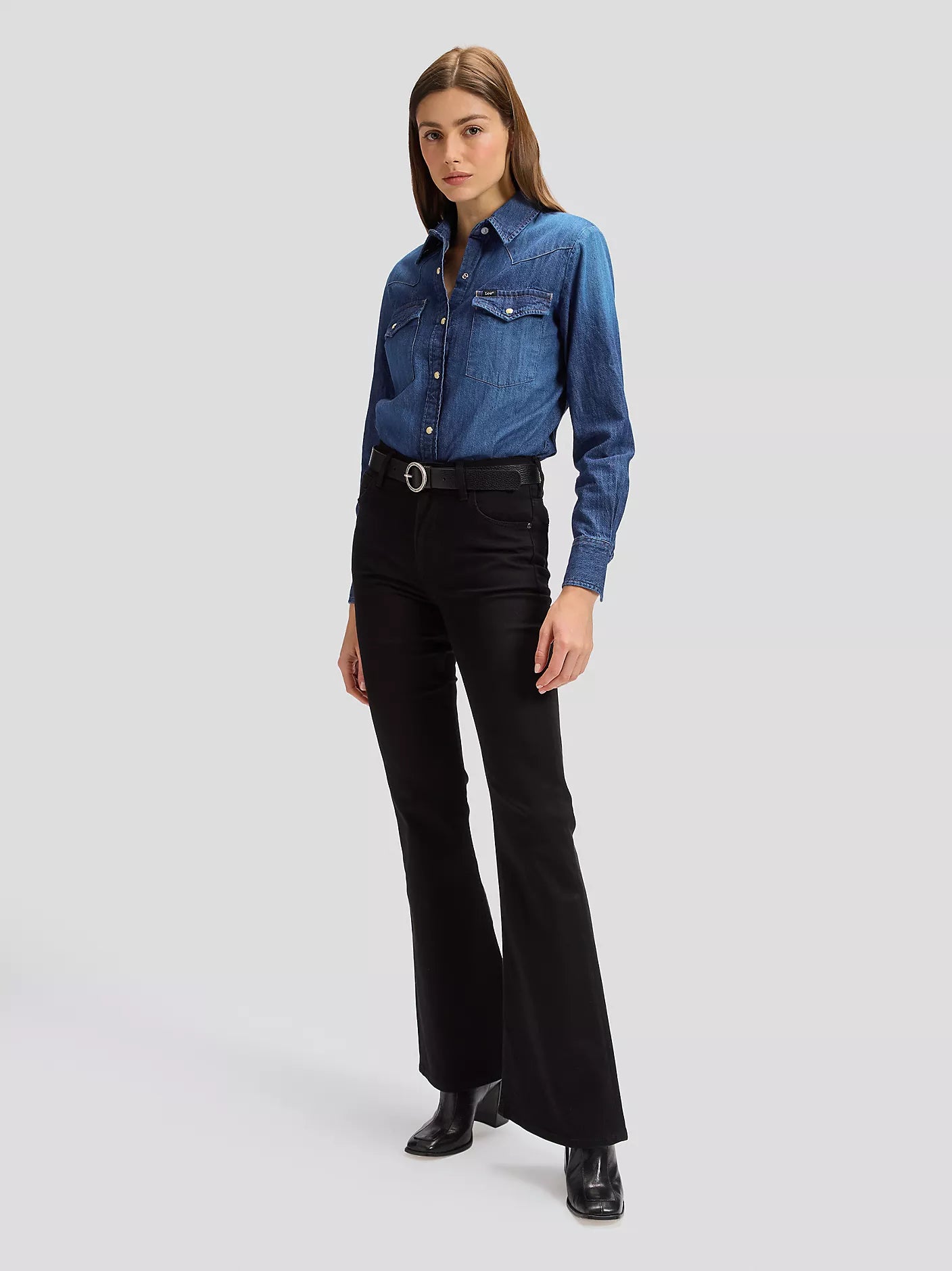 DAMSKI PASEK LEE ROUND BUCKLE BELT BLACK 112372685