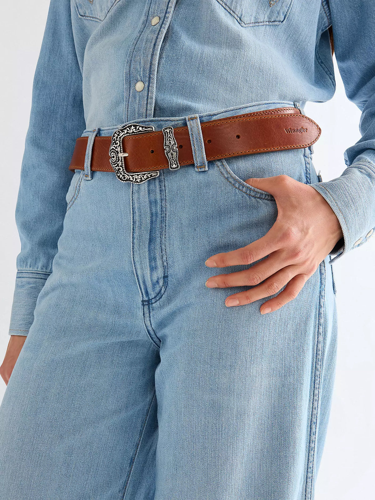 DAMSKI PASEK WRANGLER DANA BELT COGNAC 112378839