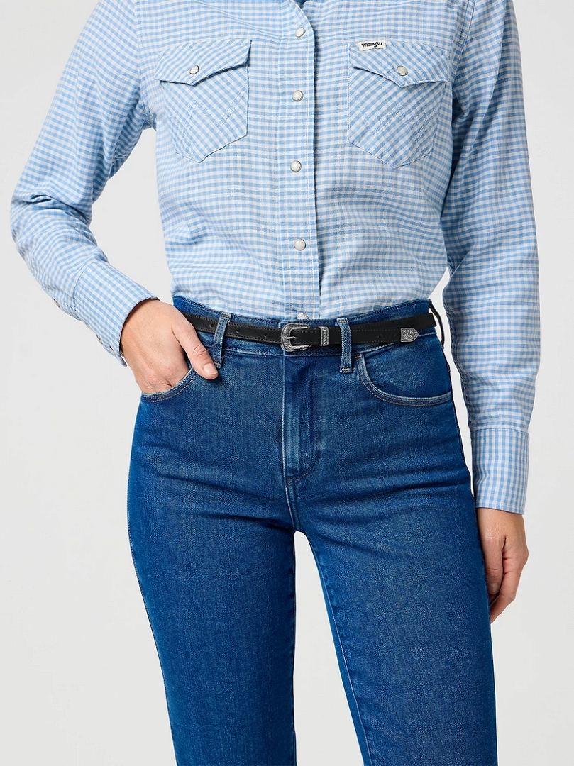 DAMSKI PASEK WRANGLER THIN WESTERN BELT BLACK 112365348