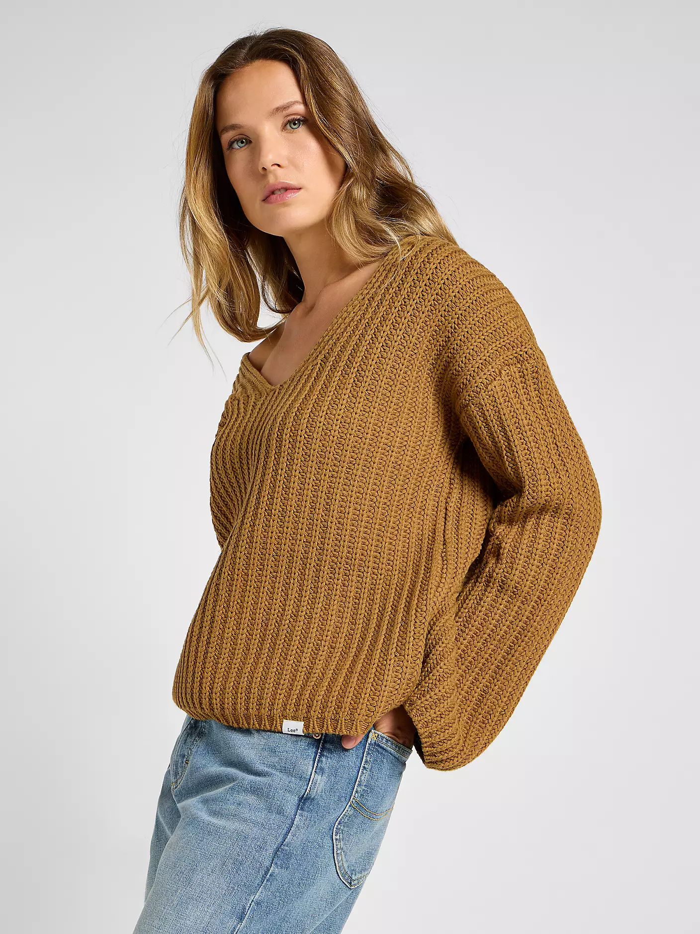 DAMSKI SWETER LEE KIMONO SLEEVE KNIT GLAZED GINGER 112358305