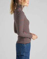 DAMSKI SWETER LEE LS STRIPED RIB TEE BURNT OCRA L40SYLOM 112108741