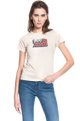DAMSKI T-SHIRT LEE CREW NECK TEE BLEACHED SAND L41LYGOC 112109072