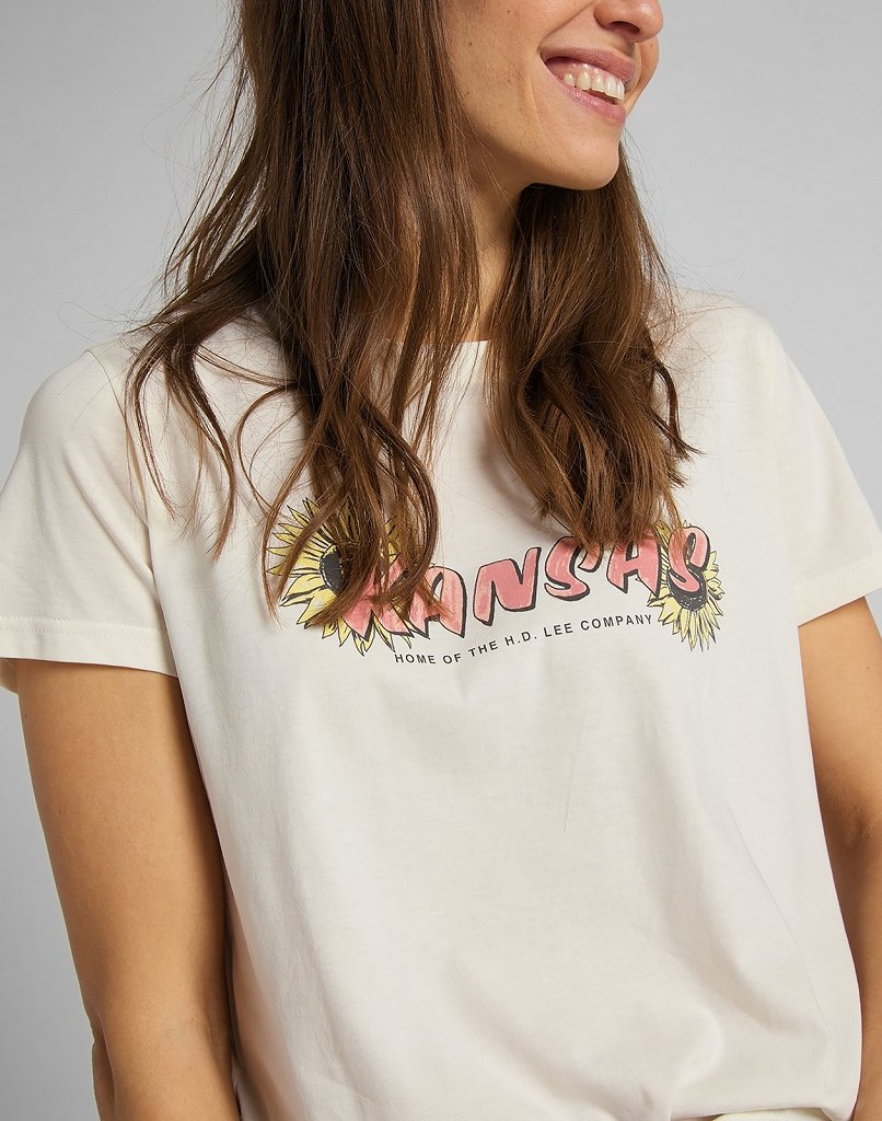 DAMSKI T-SHIRT LEE KANSAS GRAPHIC TEE SHARK TOOTH L44HEPQB 112109876