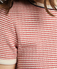 DAMSKI T-SHIRT LEE STRIPED RIBBED TEE AURORA RED L44SPFNV 112109978