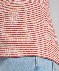 DAMSKI T-SHIRT LEE STRIPED RIBBED TEE AURORA RED L44SPFNV 112109978