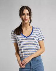 DAMSKI T-SHIRT LEE V NECK TEE ECRU L41JPCNQ 112109027