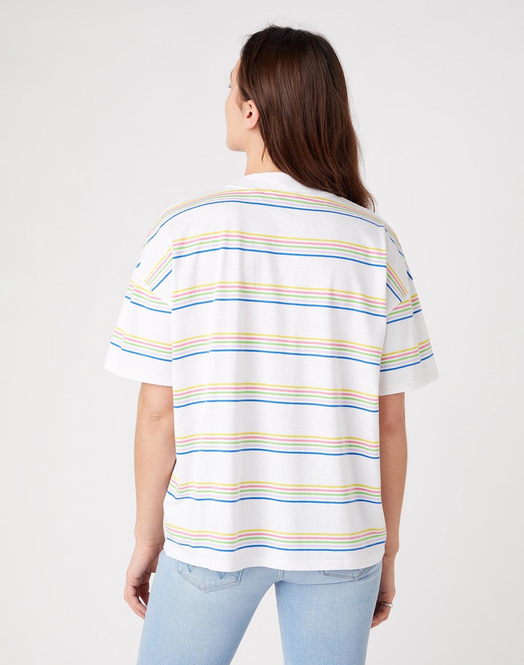 DAMSKI T-SHIRT WRANGLER HIGH NECK GIRLFRIEND WHITE W7Q9GHX12 112132091