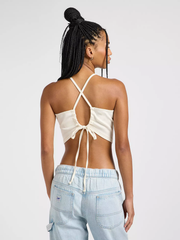DAMSKI TOP LEE BACKLESS HALTER TOP ECRU HERRINGBON 112363454