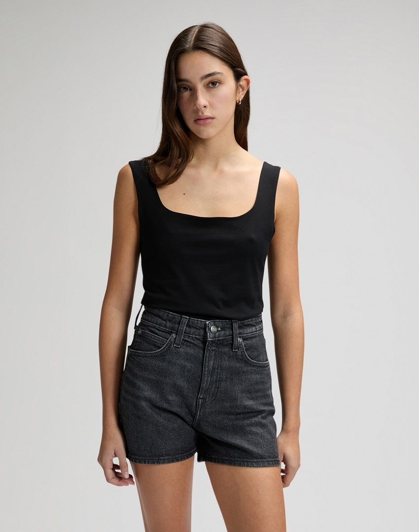 DAMSKI TOP LEE SQUARE NECK TANK BLACK 112376997