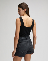 DAMSKI TOP LEE SQUARE NECK TANK BLACK 112376997