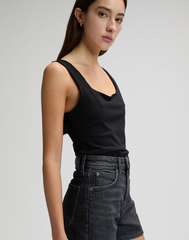 DAMSKI TOP LEE SQUARE NECK TANK BLACK 112376997