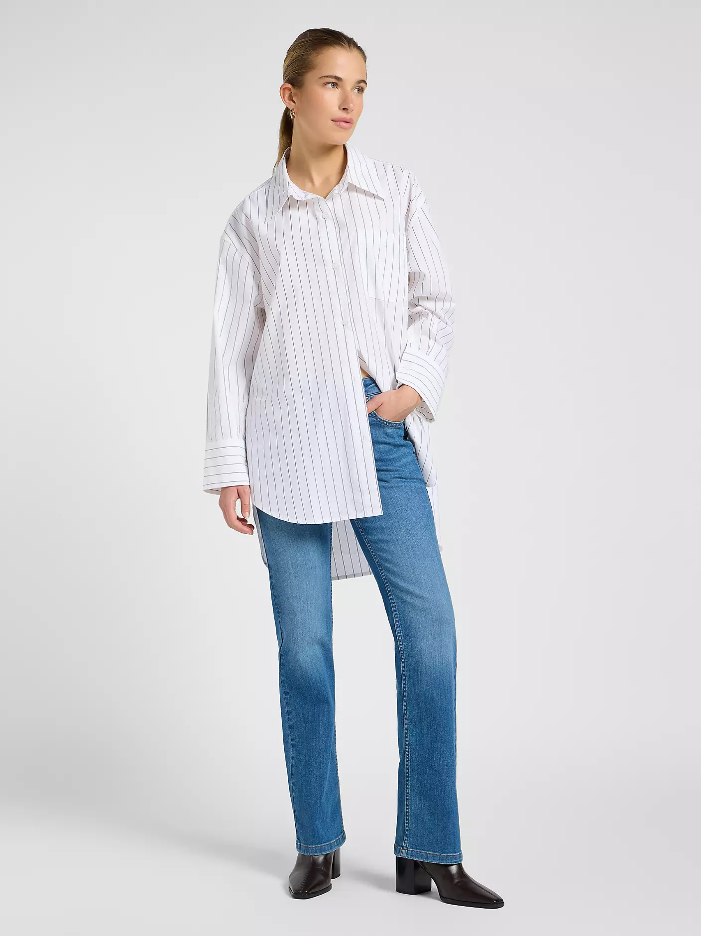 DAMSKIE KOSZULA LEE LOOSE SHIRT BISTRE STRIPE 112370824