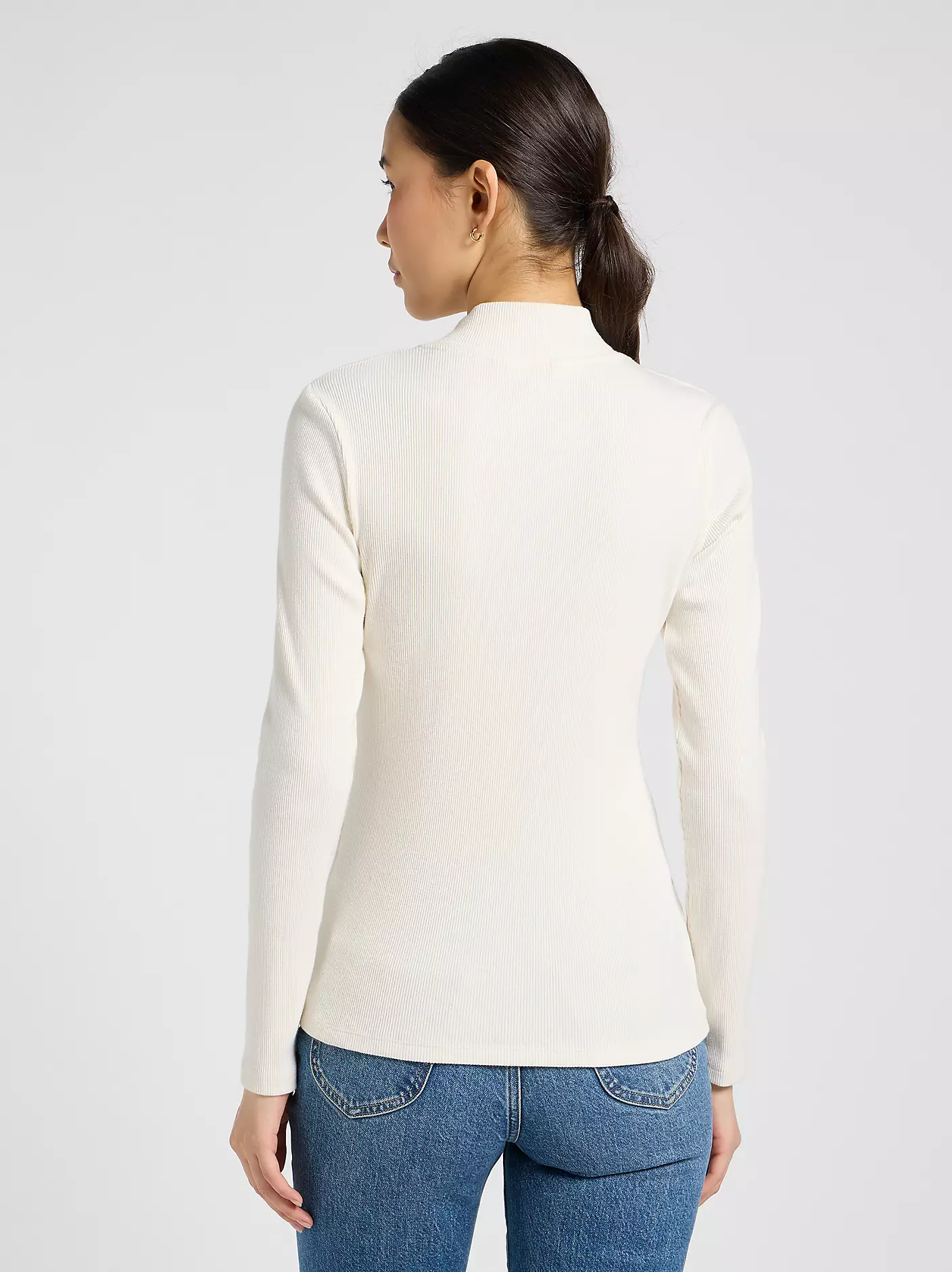 DAMSKIE KOSZULKA LEE MOCK NECK ECRU 112370950