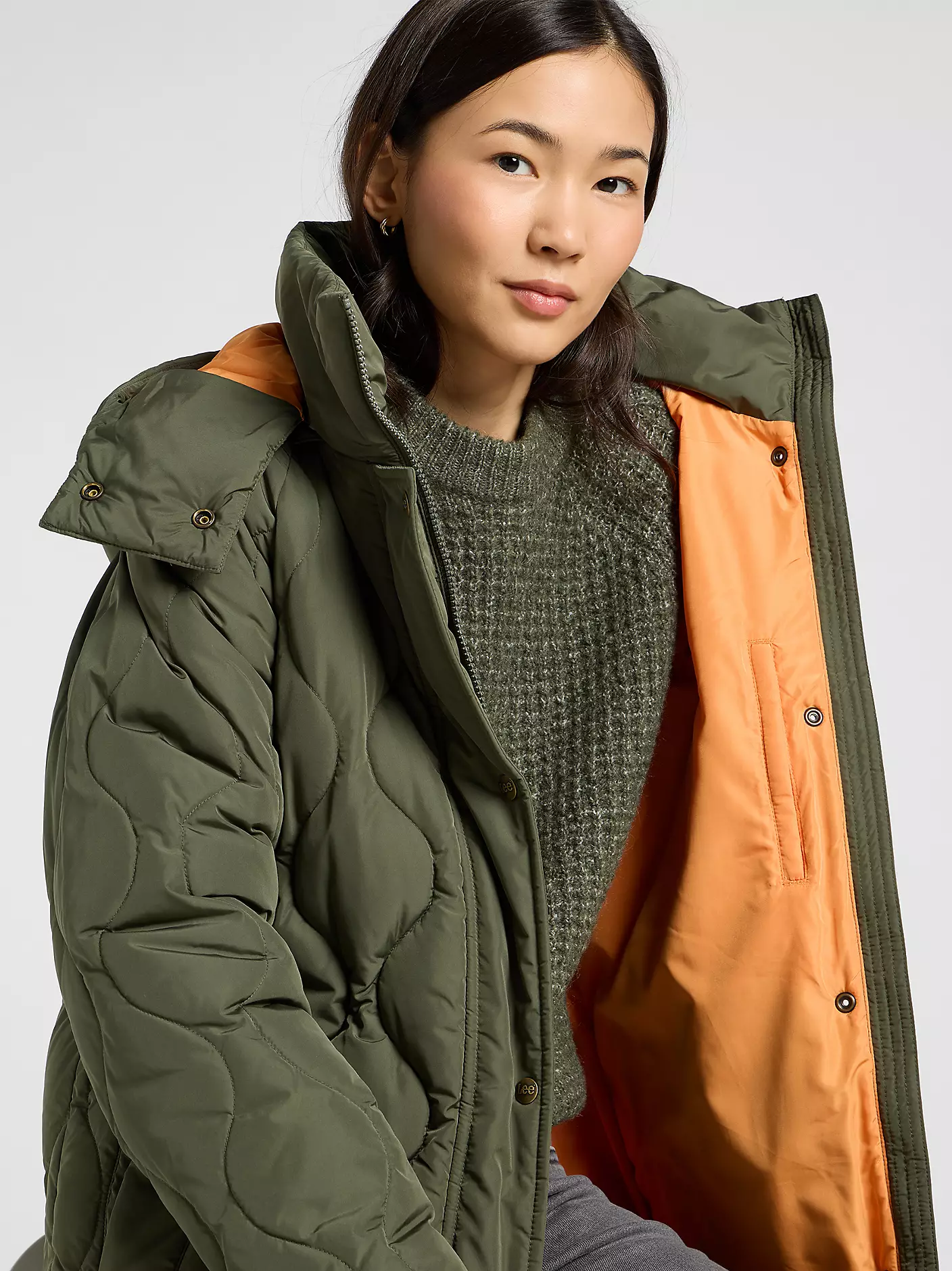 DAMSKIE KURTKA LEE LONG PUFFER OAK MOSS 112370874