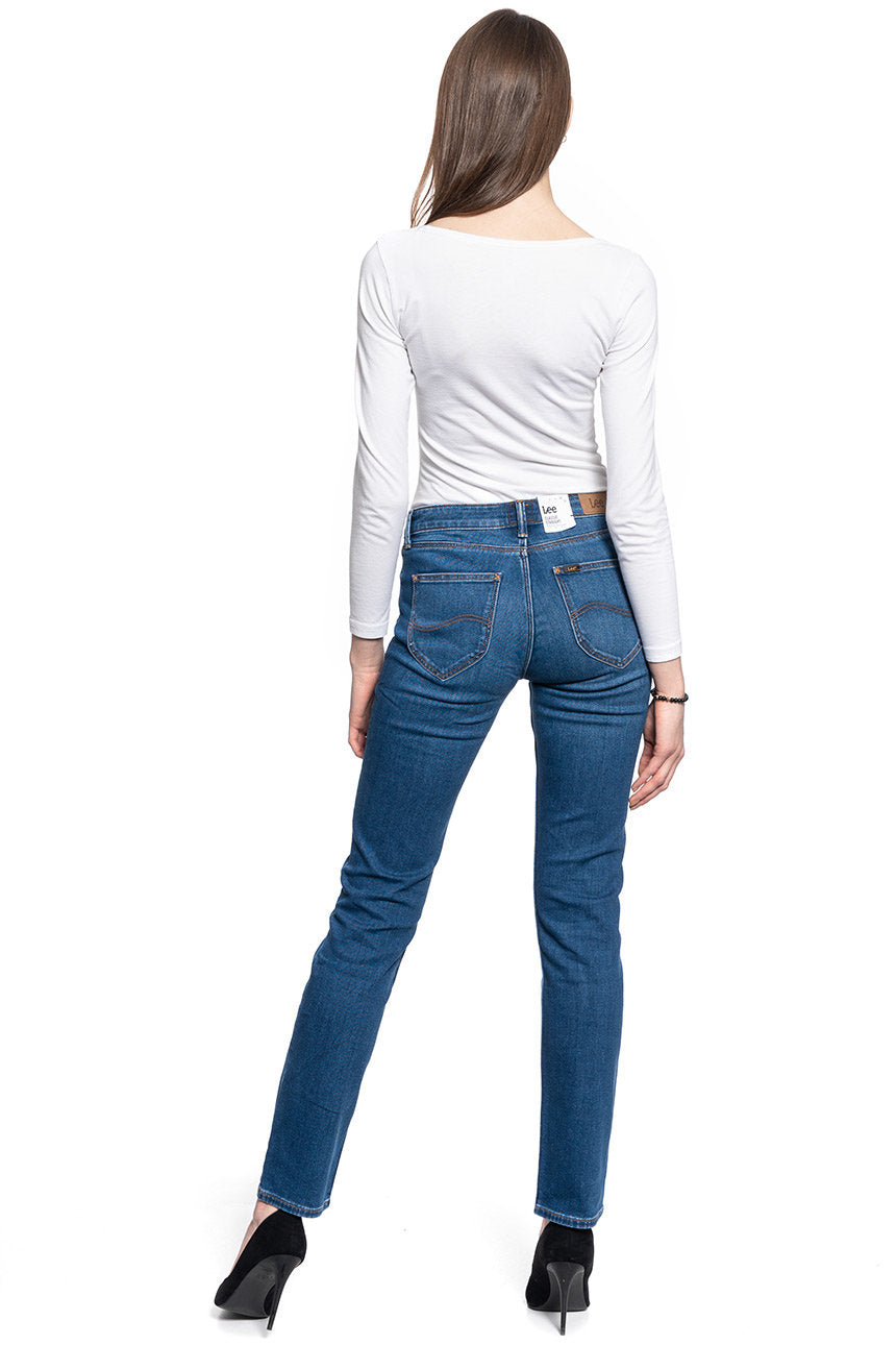 DAMSKIE SPODIE JEANSOWE LEE MARION STRAIGHT MID WORN IN RAY L301NOWH 112105868