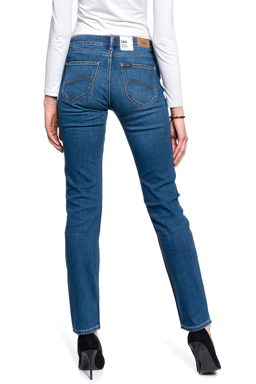 DAMSKIE SPODIE JEANSOWE LEE MARION STRAIGHT MID WORN IN RAY L301NOWH 112105868