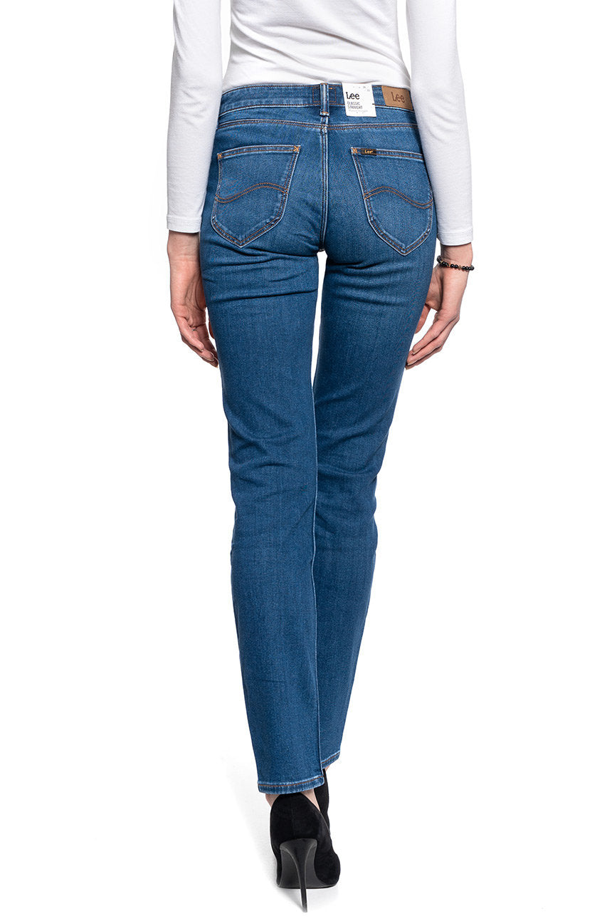 DAMSKIE SPODIE JEANSOWE LEE MARION STRAIGHT MID WORN IN RAY L301NOWH 112105868