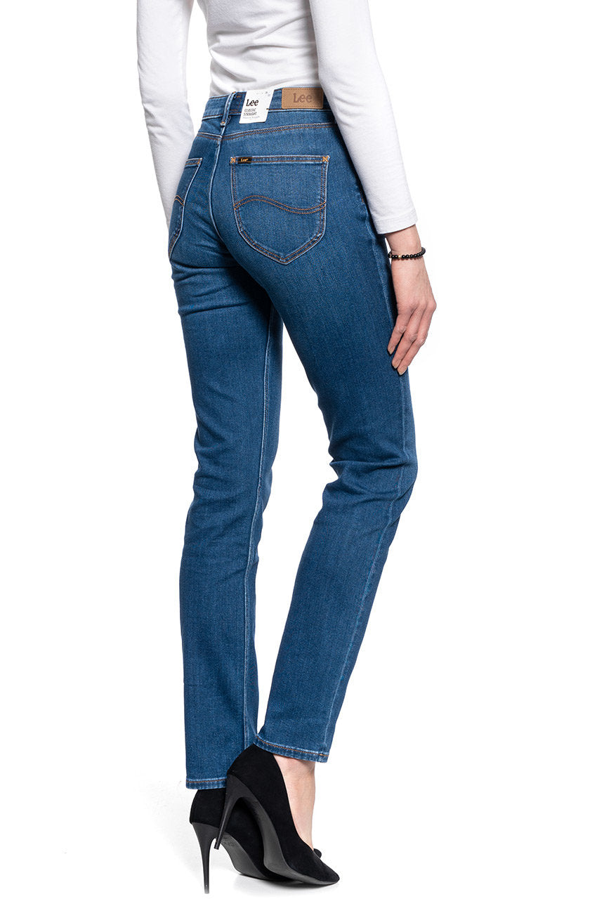 DAMSKIE SPODIE JEANSOWE LEE MARION STRAIGHT MID WORN IN RAY L301NOWH 112105868
