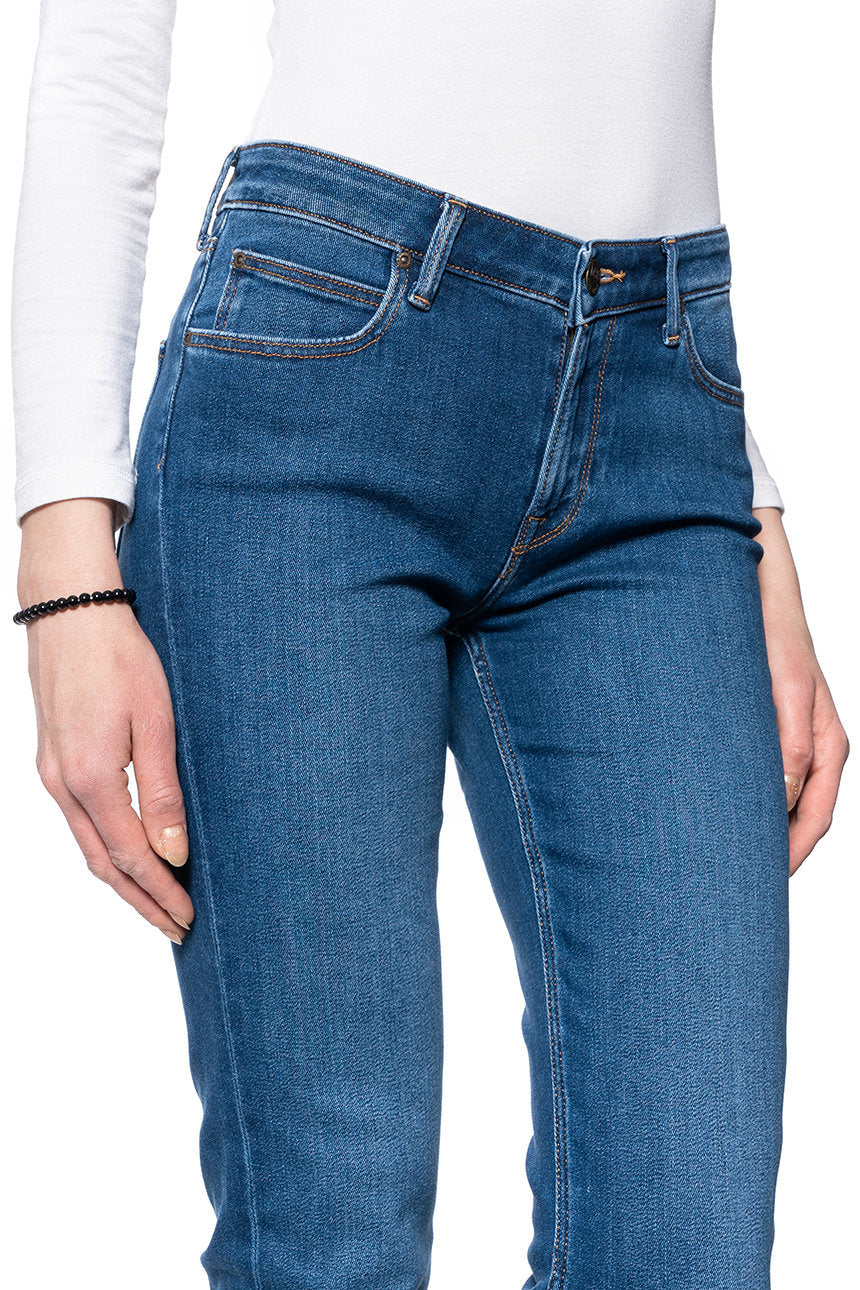 DAMSKIE SPODIE JEANSOWE LEE MARION STRAIGHT MID WORN IN RAY L301NOWH 112105868