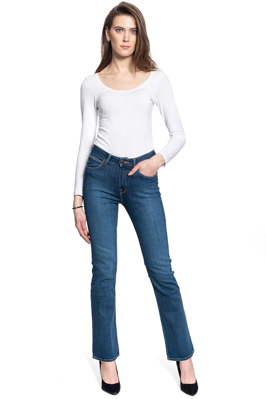 DAMSKIE SPODNIE JEANSOWE LEE BREESE BOOT DARK BRISTOL L31TNCXU 112107294