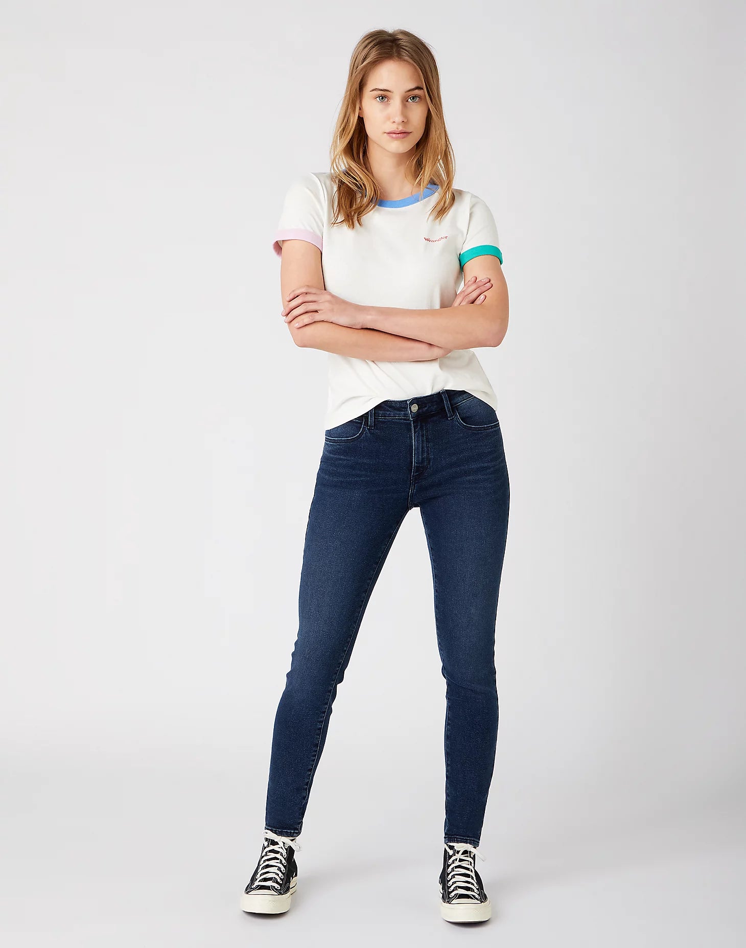 DAMSKIE SPODNIE JEANSOWE WRANGLER SKINNY BLUE INK W28K4535F 112141281