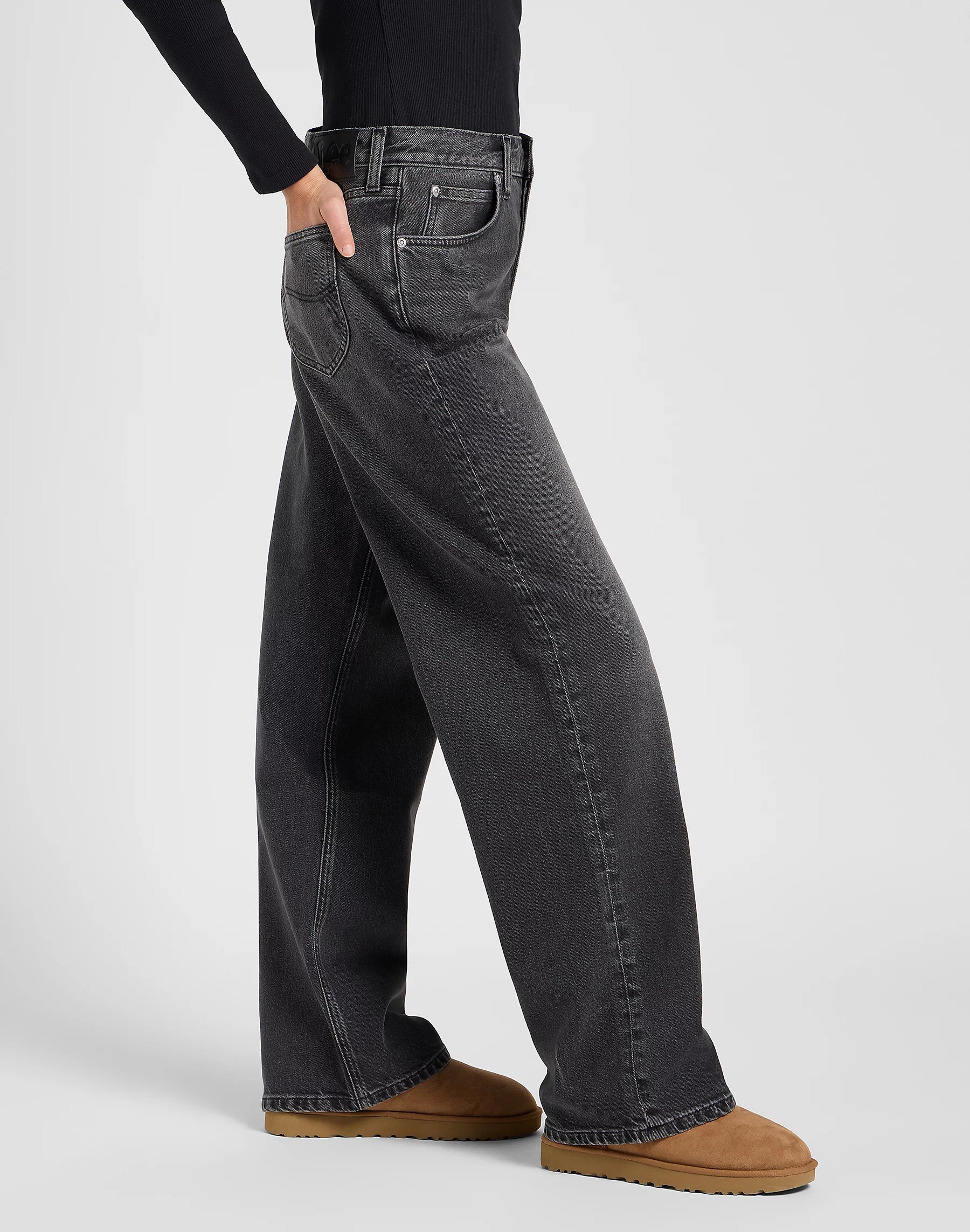 Damskie Spodnie Lee Low Slung Slouch Charred Black 112371088