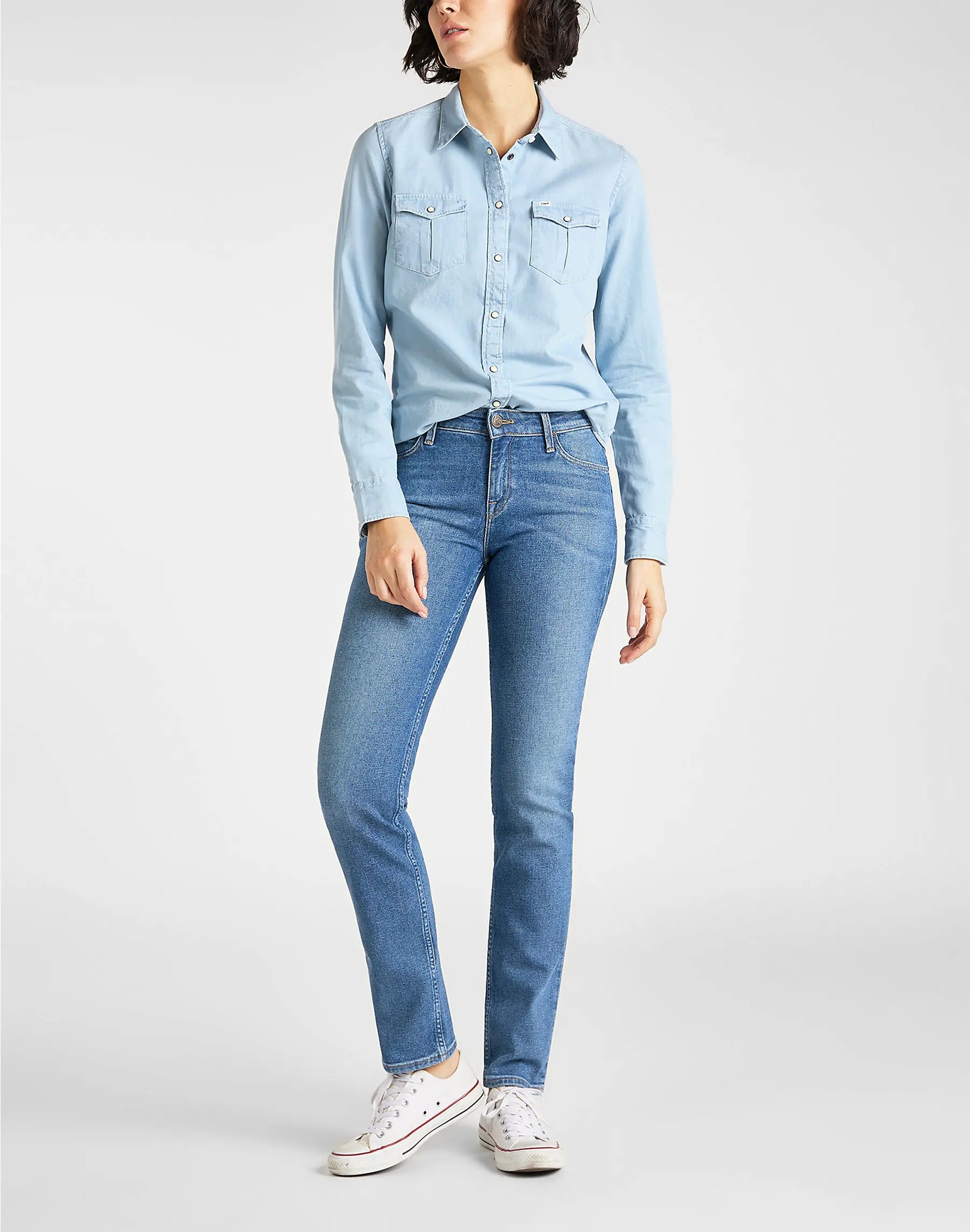 DAMSKIE SPODNIE LEE MARION STRAIGHT MID HACKETT 112105770