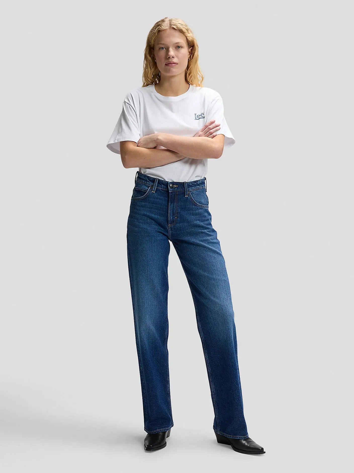 Damskie Spodnie Lee Rider Loose Navy Cast 112378933