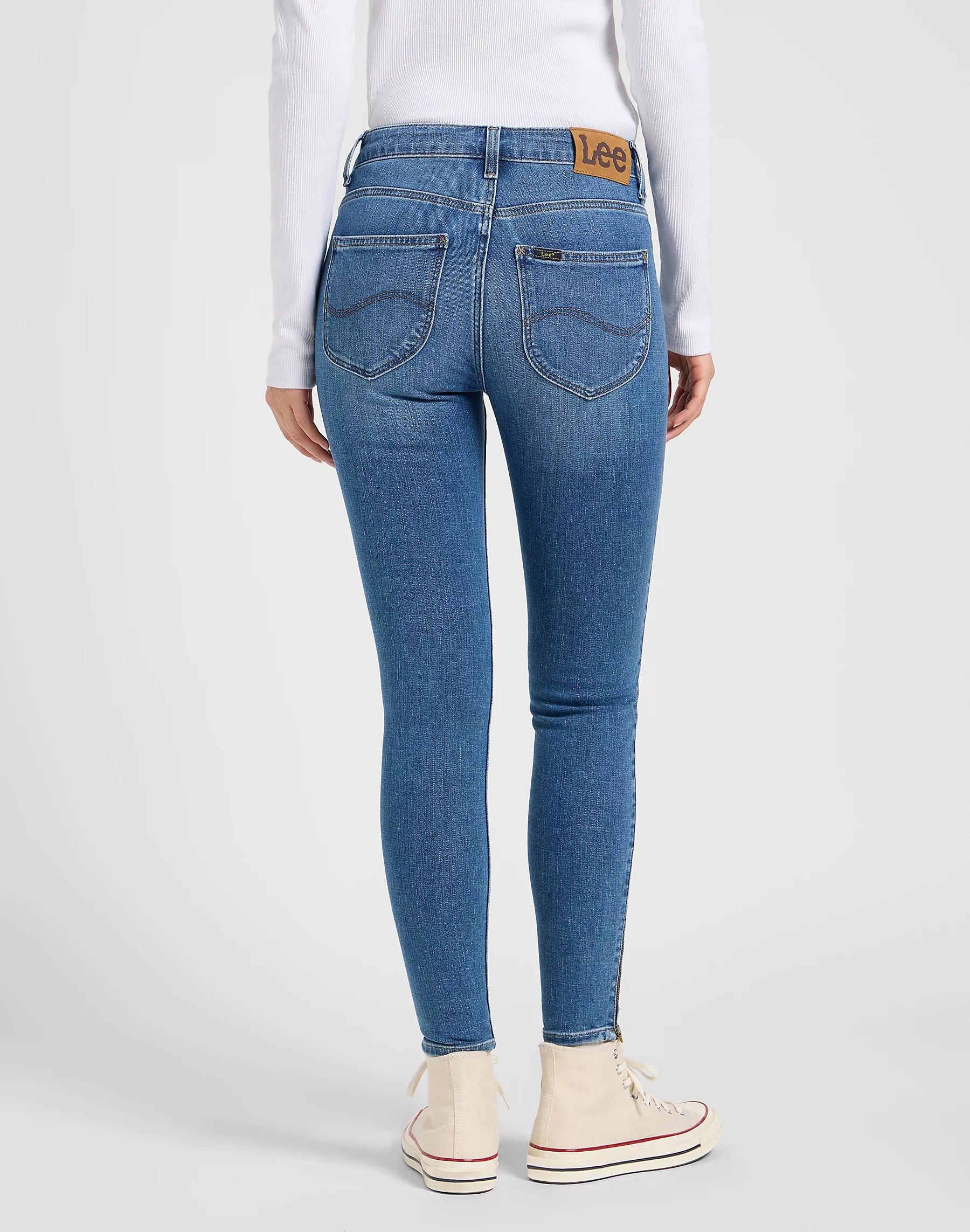 Damskie Spodnie Lee Scarlett High Zip Blue Buzz 112370946