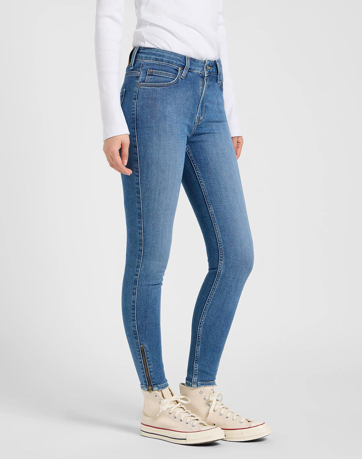 Damskie Spodnie Lee Scarlett High Zip Blue Buzz 112370946