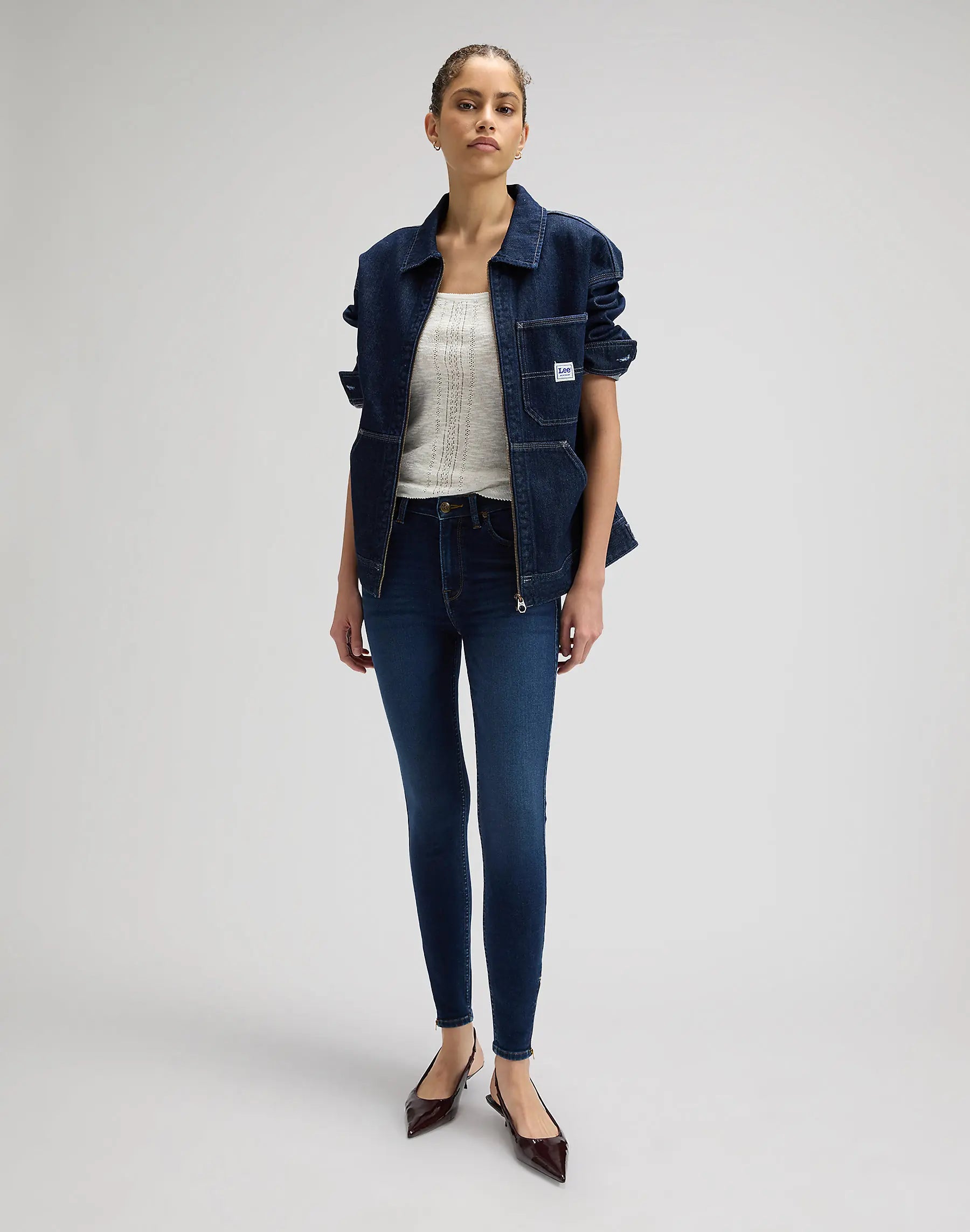 Damskie Spodnie Jeansowe Lee Scarlett High Zip Mid Clap 112376731