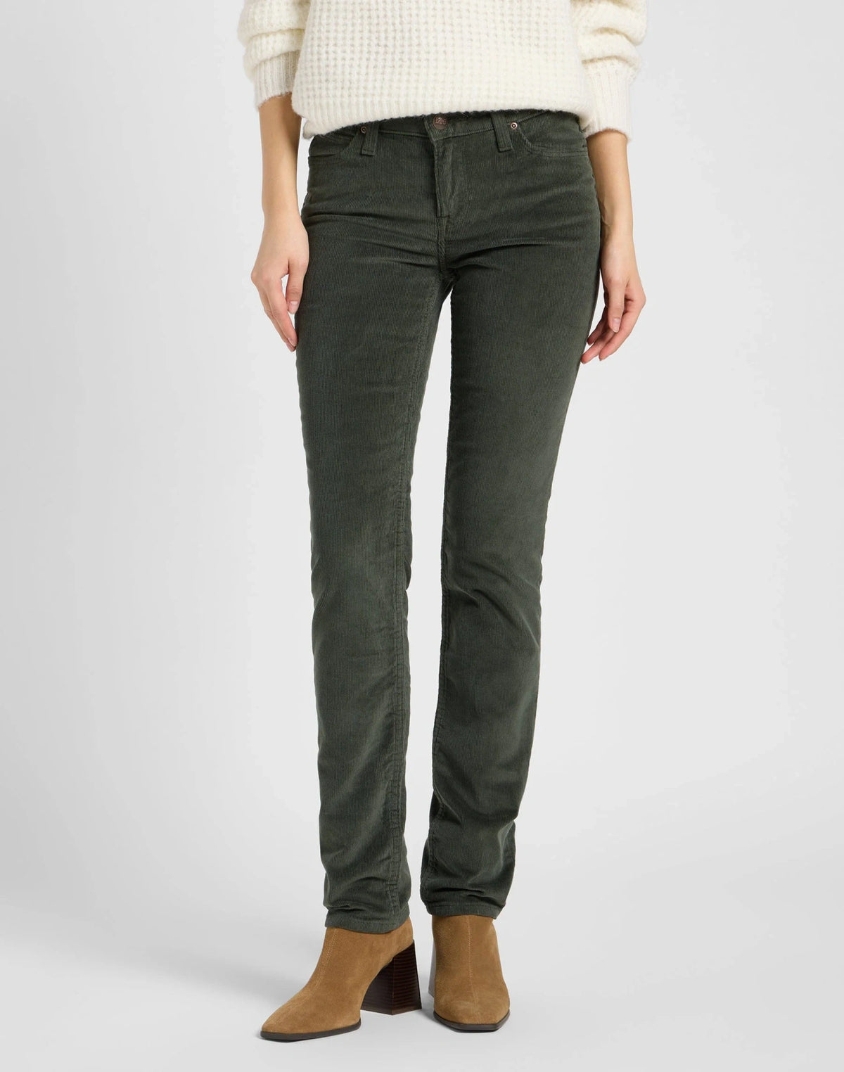 DAMSKIE SPODNIE SZTRUKSOWE LEE MARION OLIVE GRAY 112370916