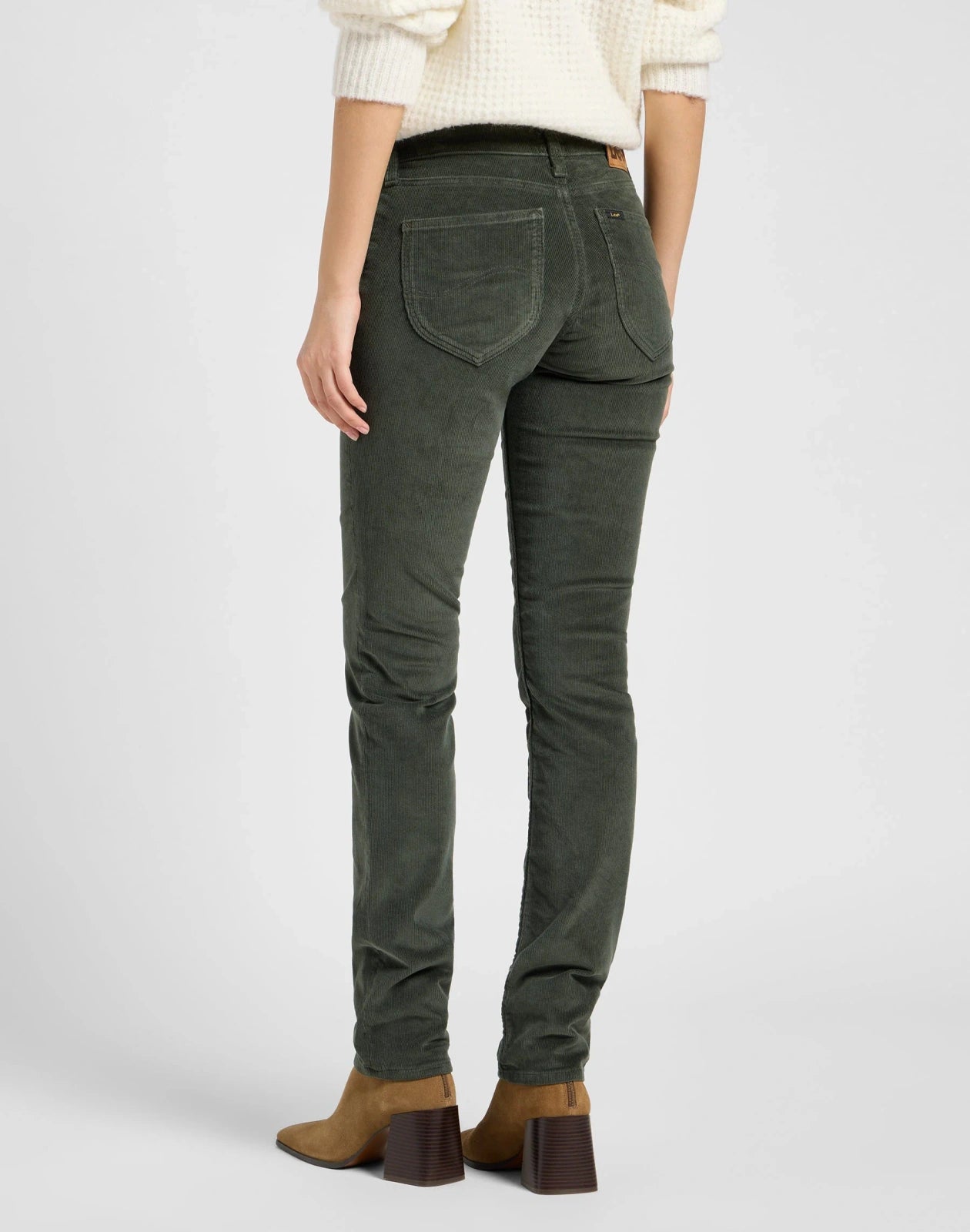 DAMSKIE SPODNIE SZTRUKSOWE LEE MARION OLIVE GRAY 112370916
