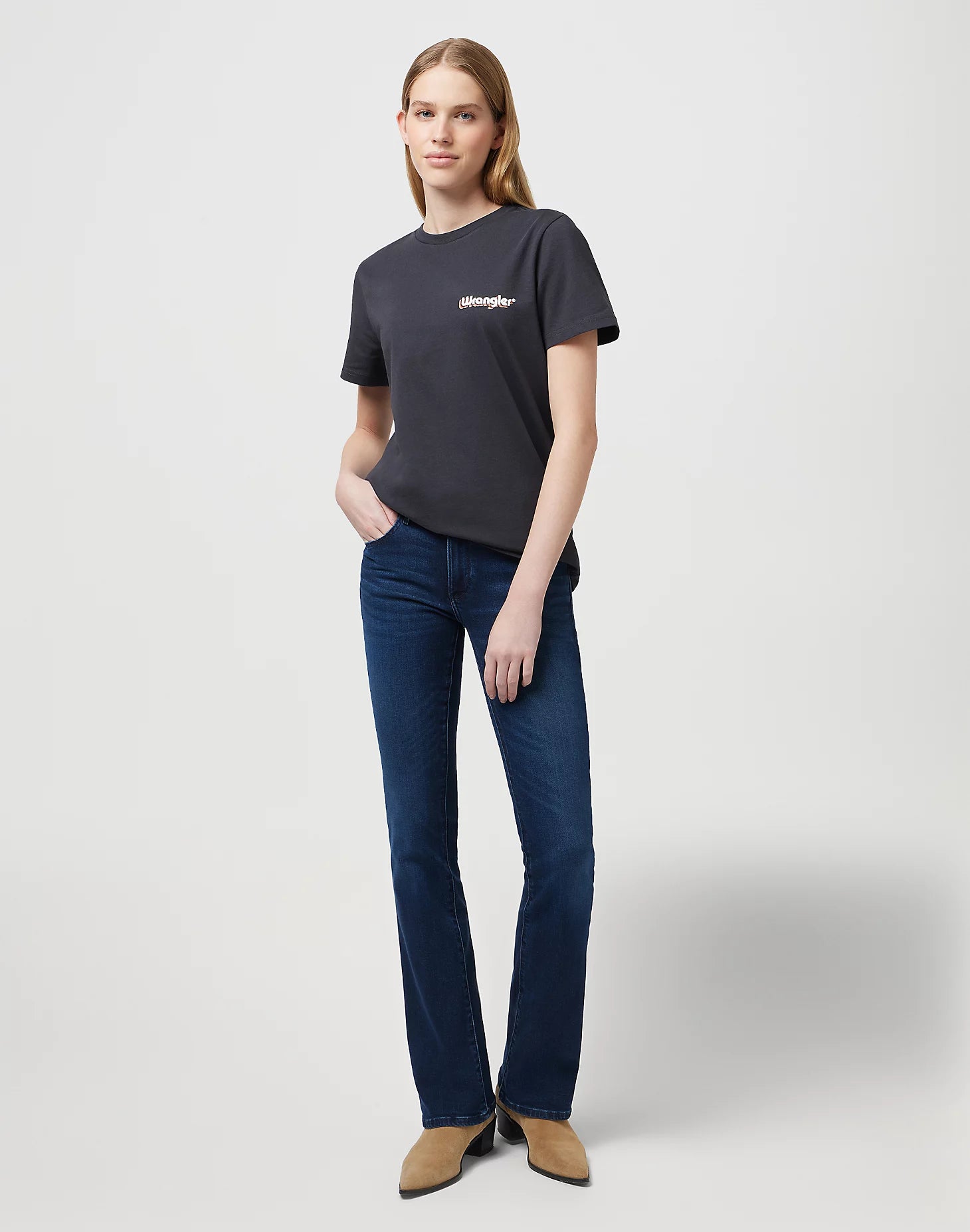 Damskie Spodnie Wrangler Bootcut Nightshade 112342797