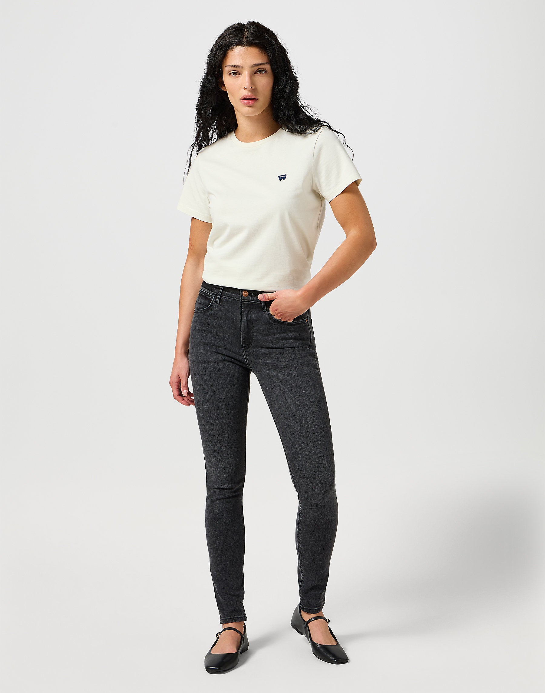 Damskie Spodnie Wrangler High Skinny Black 112352302