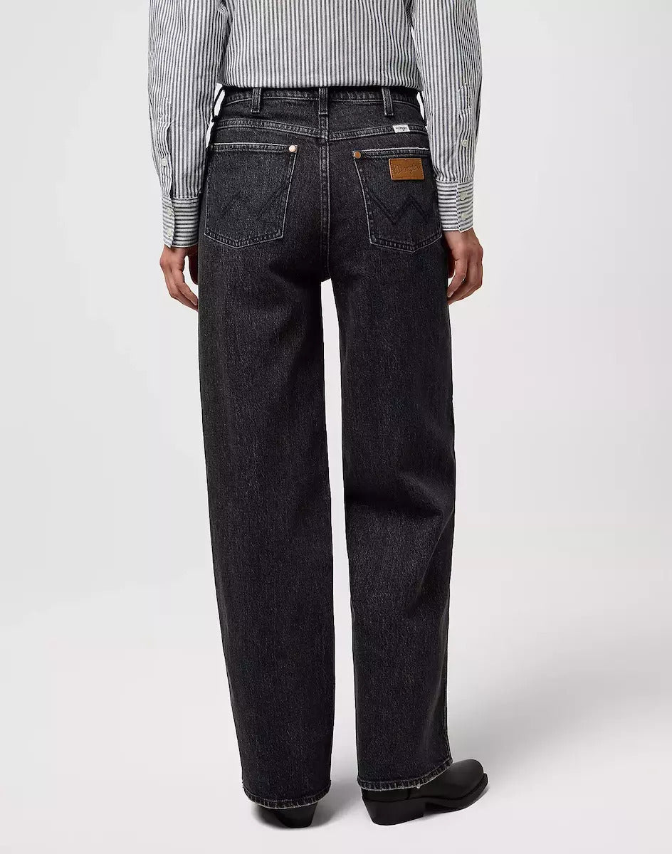 Damskie Spodnie Wrangler Loose Straight Black Sand 112371182