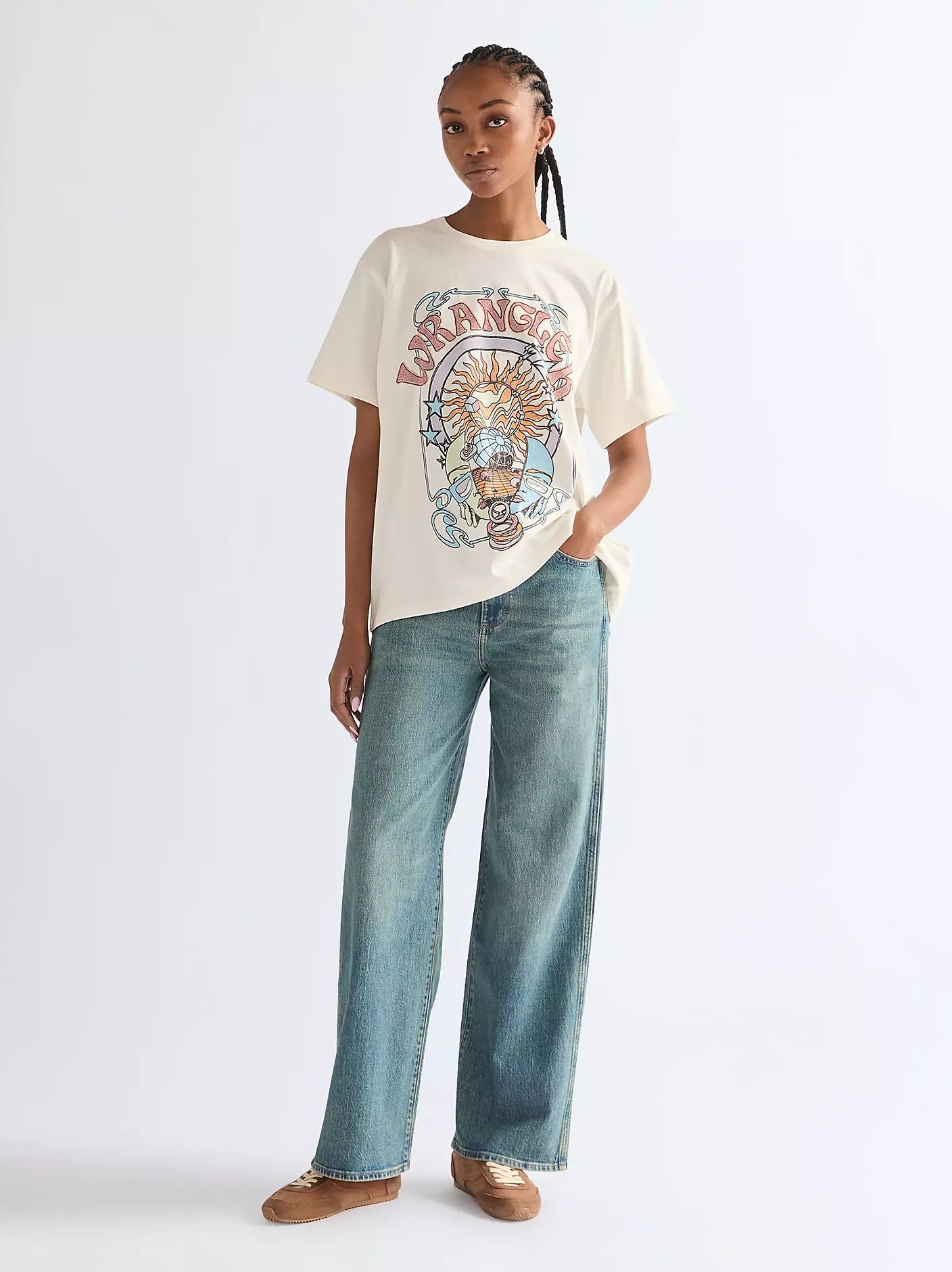 Damskie Spodnie Jeansowe Wrangler Loose Straight Marblestone 112378204