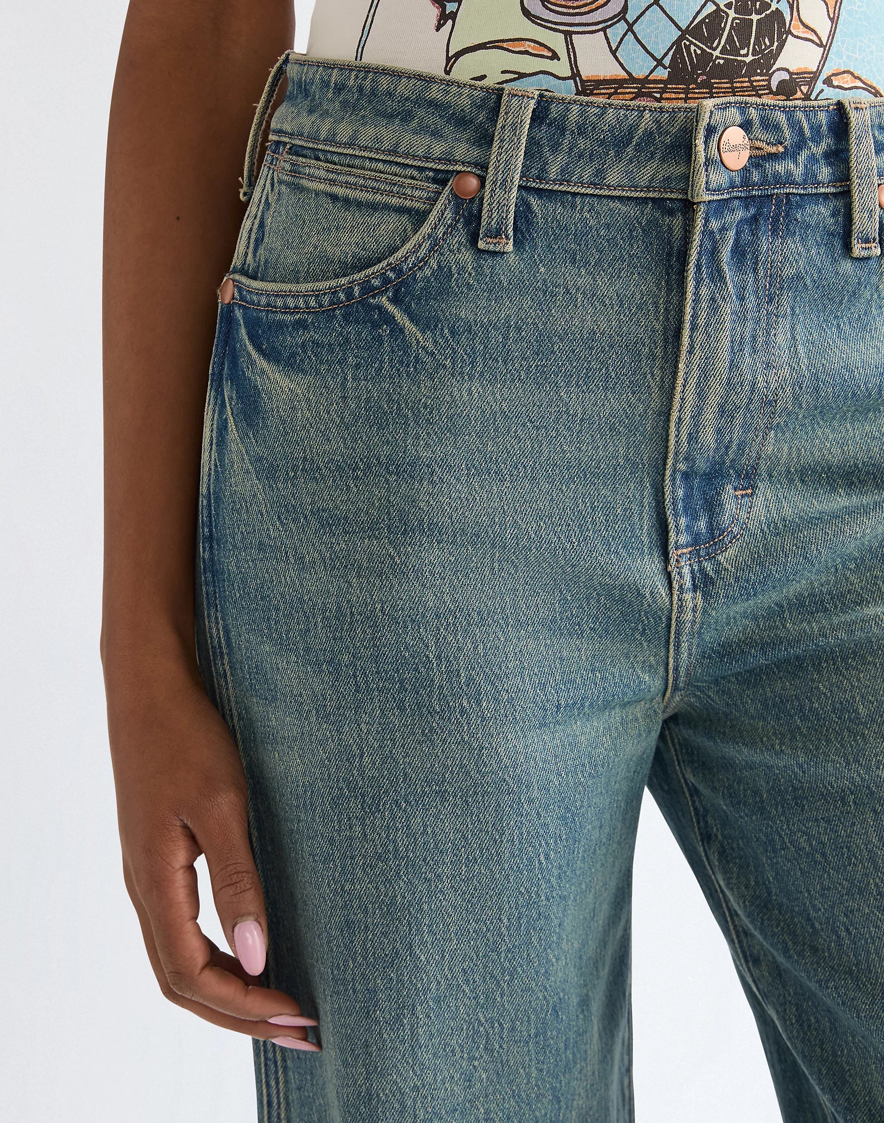 Damskie Spodnie Jeansowe Wrangler Loose Straight Marblestone 112378204