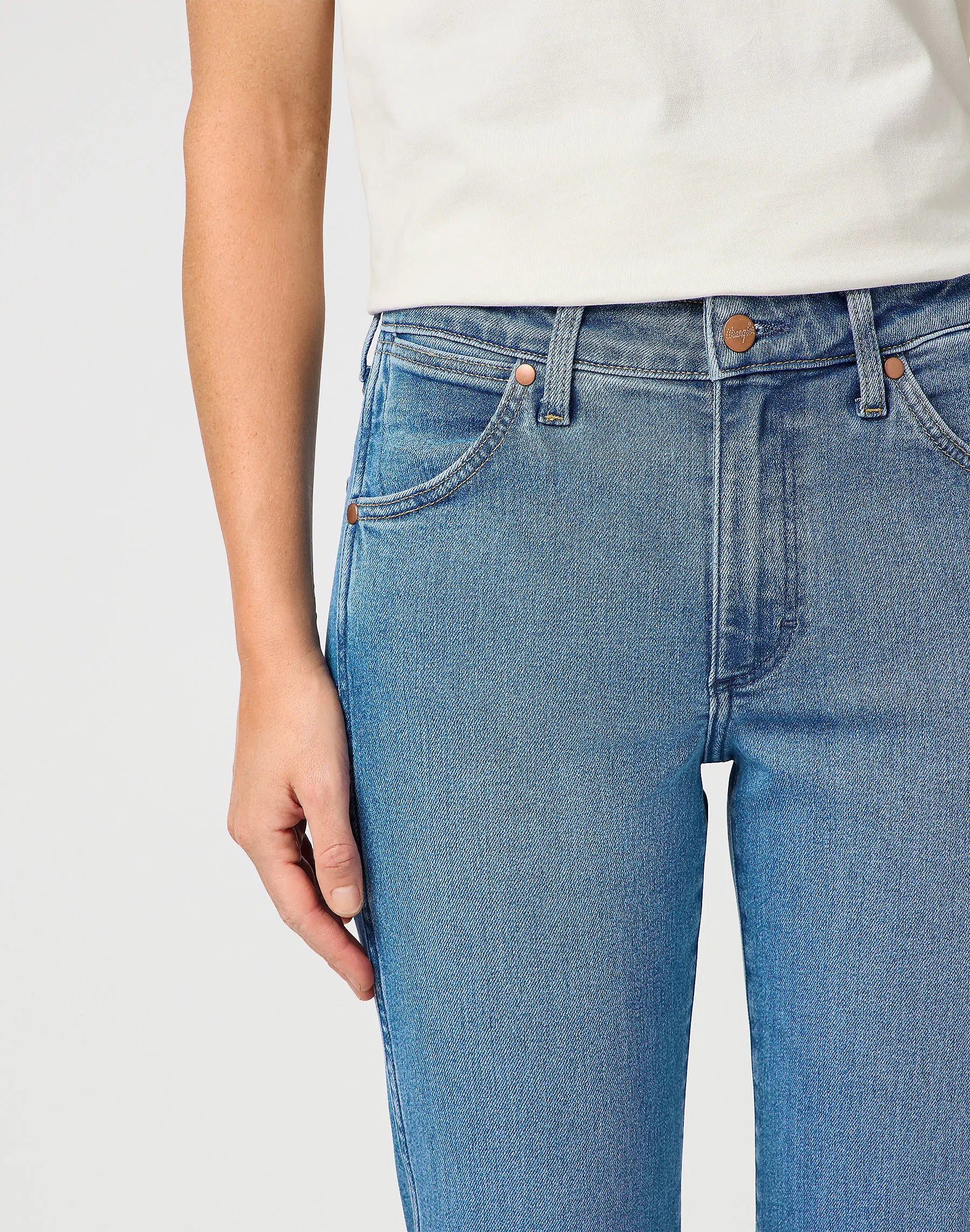 Damskie Spodnie Jeansowe Wrangler Piper Velvet Sky 112364511