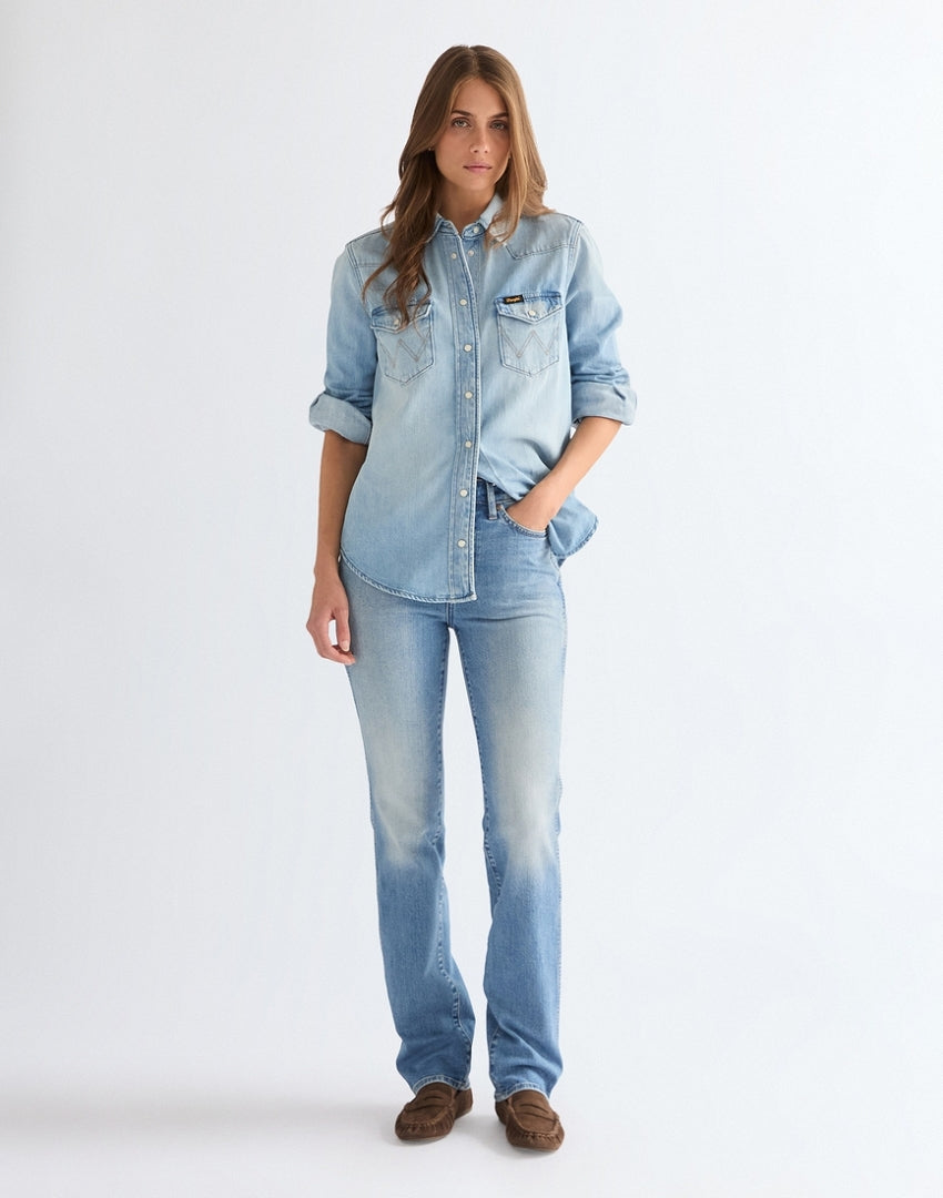 DAMSKIE SPODNIE WRANGLER STRAIGHT AMERICAN BLUE 112378174