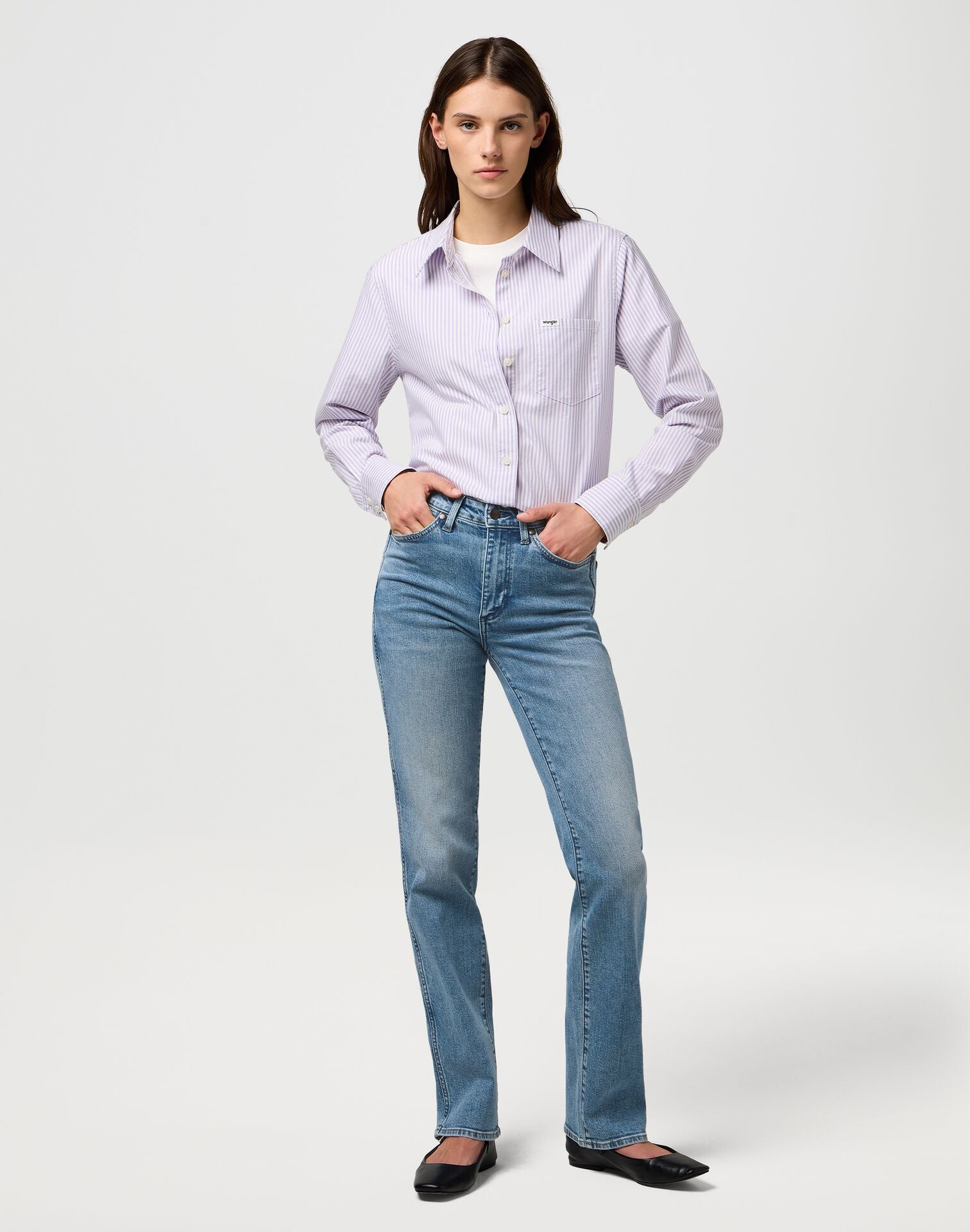 Damskie Spodnie Wrangler Straight Indigo Valley 112371169