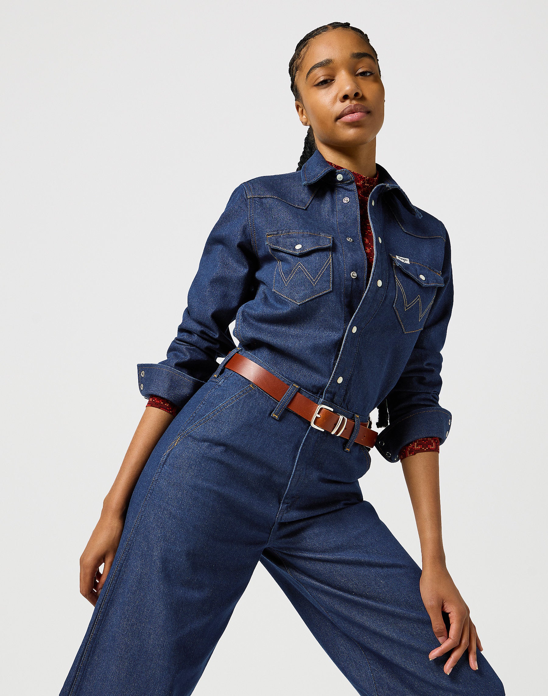 DAMSKIE SPODNIE WRANGLER TROUSER COVERALL AGED BLUE 112356439