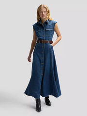 DAMSKIE SUKIENKA JEANSOWA LEE MAXI WESTERN DRESS DARK MAGIC 112376938