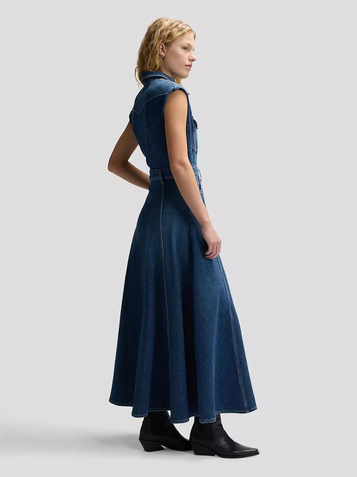 DAMSKIE SUKIENKA JEANSOWA LEE MAXI WESTERN DRESS DARK MAGIC 112376938