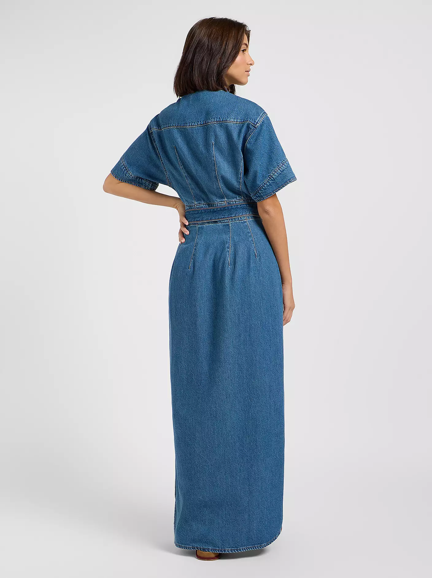 DAMSKIE SUKIENKA JEANSOWA LEE SS MAXI WESTERN DRESS BERRY BOWL 112363646