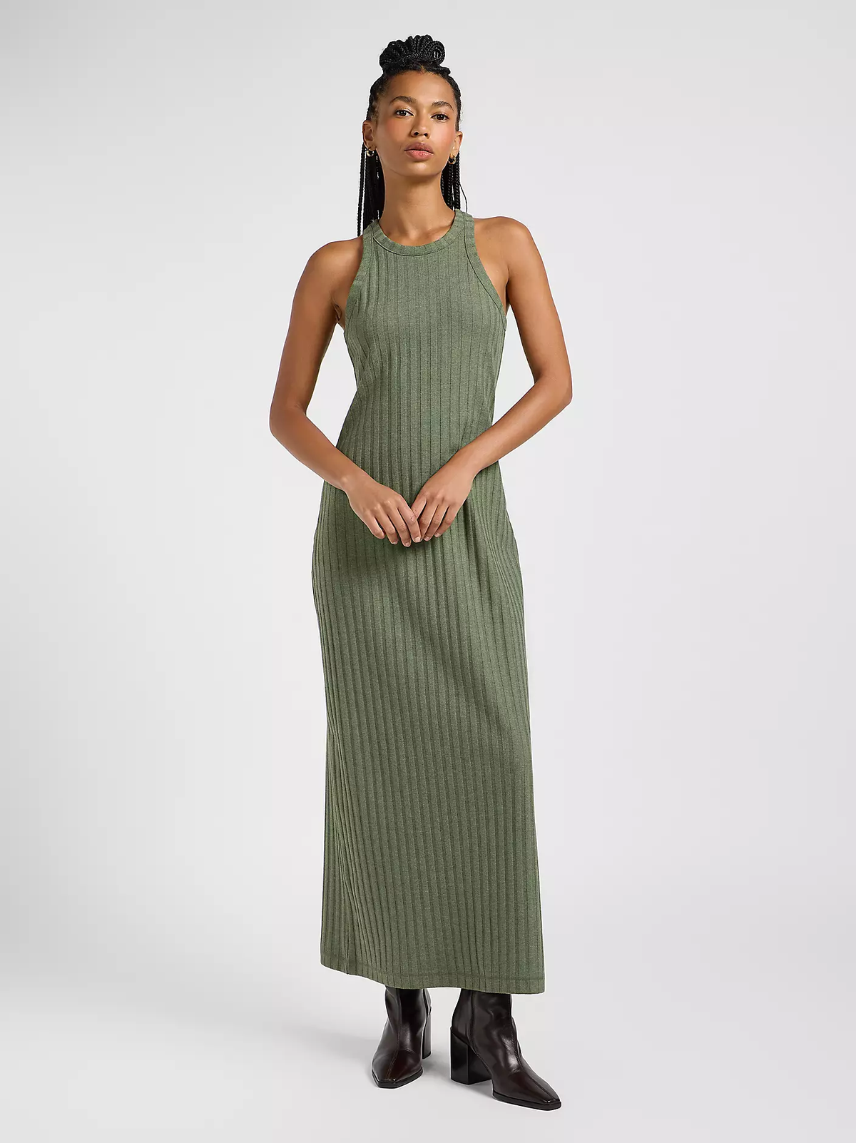 DAMSKIE SUKIENKA MATERIAŁOWA LEE RIB TANK DRESS OLIVE HEATHER 112363489