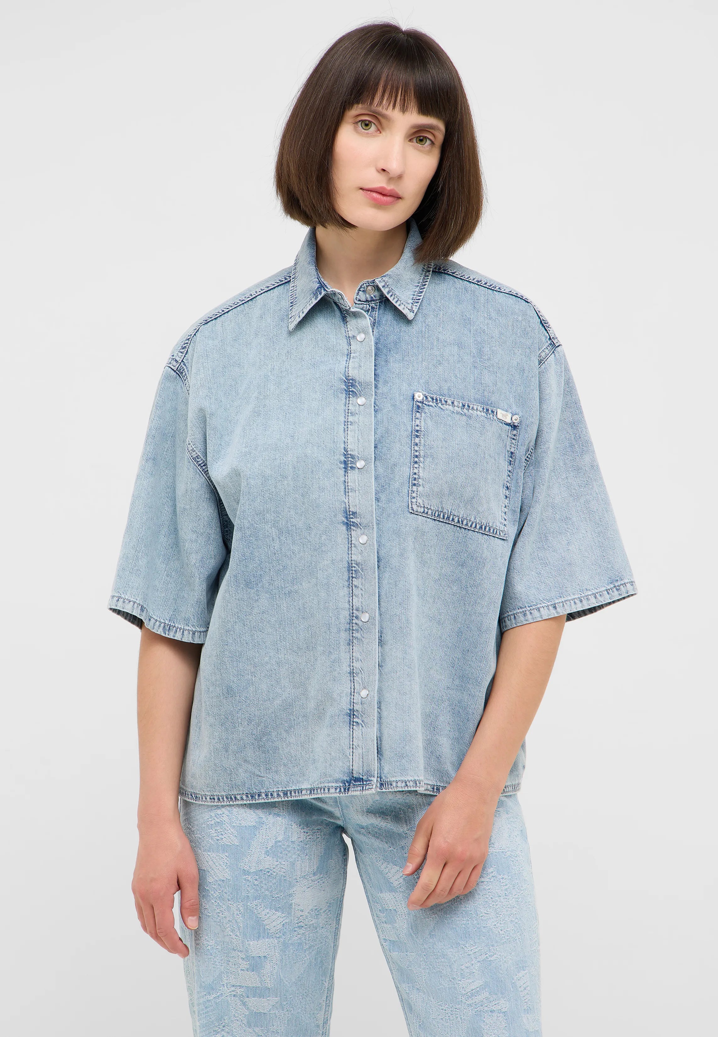 Damska Koszula Mustang Style Ella Shirt Denim Blue 1016568 5000 101