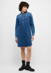 Damska Sukienka Mini Mustang Style Aloha Henley Dress Denim Blue 1015584 5000 701